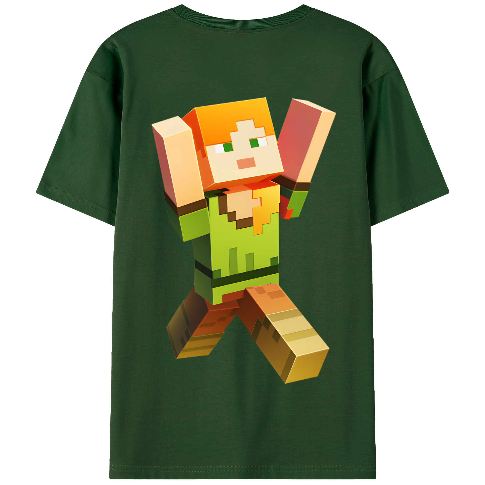 （画像用） マインクラフト ブロックの世界 Minecraft MC Block world 綿100％半袖Tシャツ（背面プリント）